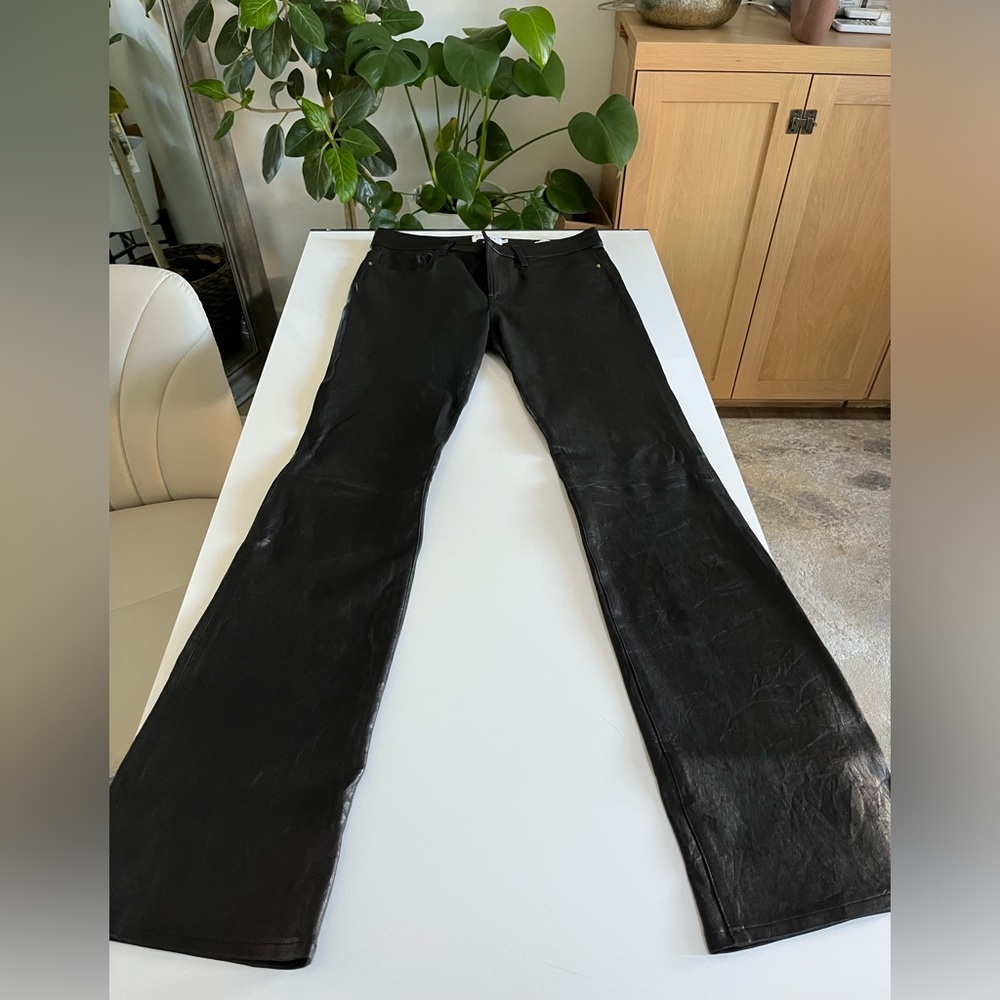 Frame Denim Le Mini Boot Black Leather Pants